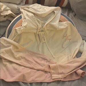Pura Vida cropped ombre hoodie. Cream to pink in color. New with tags.